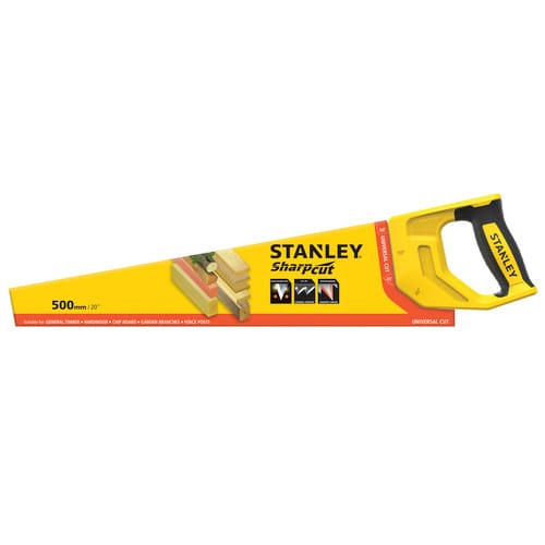 STANLEY Handsäge, Länge: 61 cm, geeignet für Holz - gelb