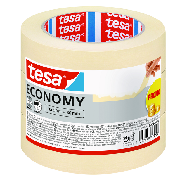 TESA Kreppband »PROMO«, 3er-Set, transparent, BxL: 30 mm x 50 m