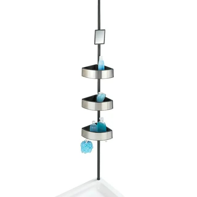 WENKO Duschecke, Aluminium/Edelstahl/Kunststoff, schwarz/silberfarben