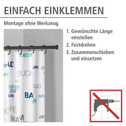 WENKO Duschstange, aluminium, ø - schwarz