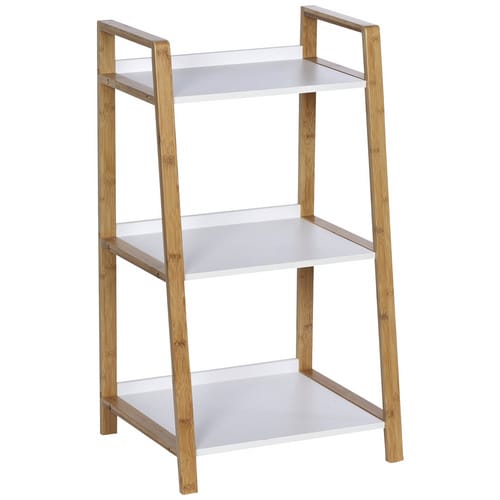 WENKO Regal, BxHxL: 43 x 76 x 36 cm, bambus/mitteldichte Faserplatte(MDF), braun/weiß