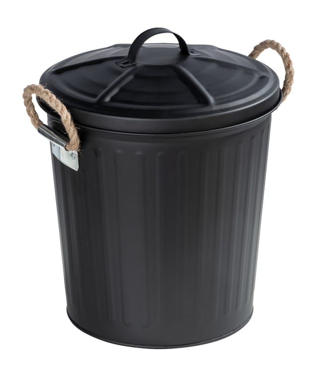 WENKO Kosmetikeimer, abnehmbarer Deckel, 6 l, matt - schwarz