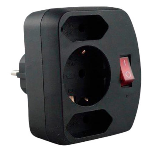 REV-Ritter Adapter 2- + 1-fach, Schwarz, Kunststoff