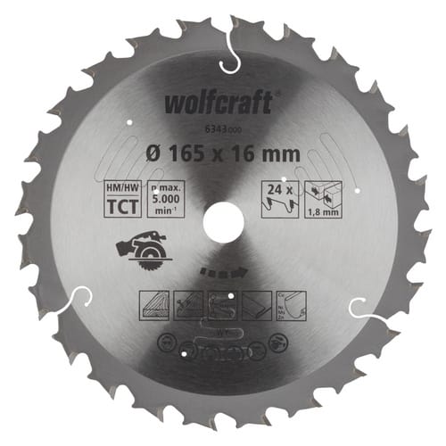 WOLFCRAFT Kreissägeblatt, Ø: 165 mm, 24 Zähne, Hartmetall