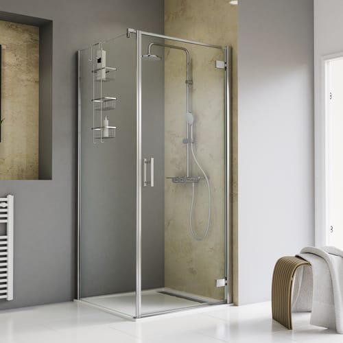 SCHULTE Duschwand »Toura«, BxH: 80 x 200 cm, ESG, Pendeltür mit Seitenwand, Ecke - silberfarben