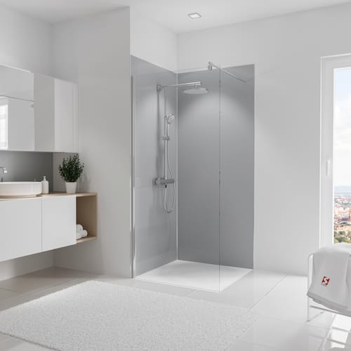 SCHULTE Duschrückwand-Set »ExpressPlus DecoDesign«, BxH: 90 x 210 cm, Aluminium-Verbundplatte - grau