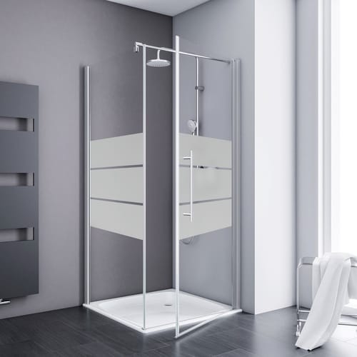 SCHULTE Duschwand »Alexa Style 2.0«, BxH: 90 x 200 cm, ESG, Drehtür mit Seitenwand, Ecke - silberfarben