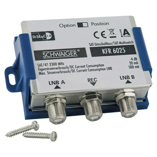 SCHWAIGER SAT-Umschaltbox, Silber, Metall, Satellitenanschluss - silberfarben