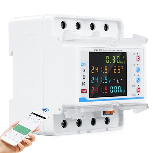 Wlan-stromzähler, Dreiphasig, 100 A, 380 V Ac, Intelligenter Bidirektionaler Wlan-stromzähler Mit Zeitsteuerung/überspannungs-/überstromschutz.