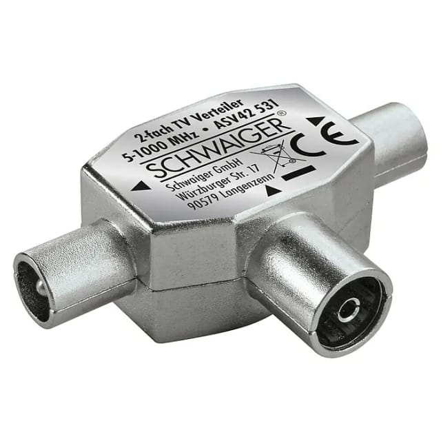 SCHWAIGER Aufsteckverteiler, Silber, Metall, Koaxialkabel - silberfarben