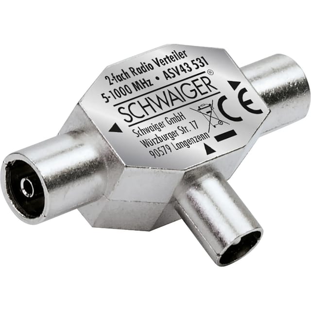 SCHWAIGER Koaxverteiler, 2-fach Rundfunk metall