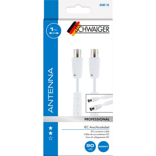 SCHWAIGER IEC-Anschlusskabel, 1 m, 75 Ohm, 90 db, Weiß - weiss