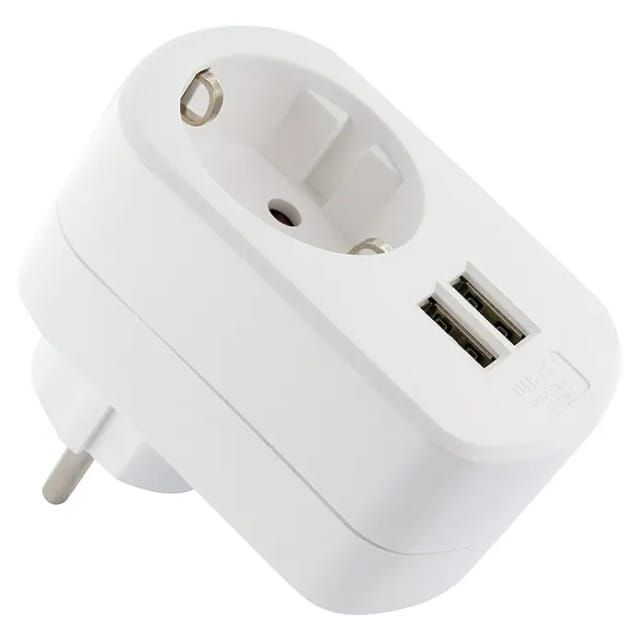 SCHWAIGER Ladeadapter, 230V, 2xUSB