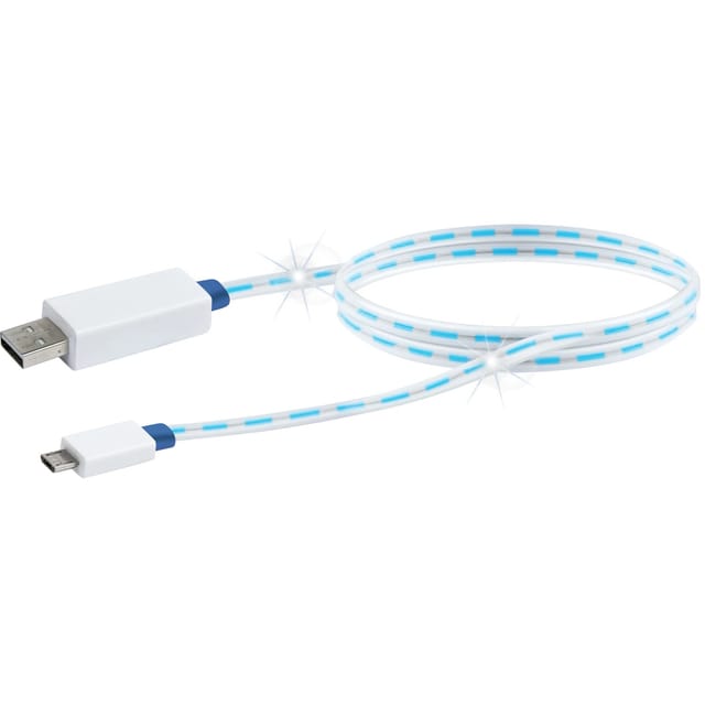 SCHWAIGER Kabel, Micro USB 90 cm, blau beleuchtet