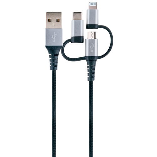 SCHWAIGER Ladekabel, Universal Sync Kabel 3-in-1 1,5 m, schwarz