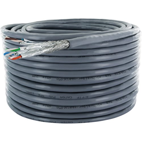 SCHWAIGER Kabel, S/FTP-Inst.-kabel CAT6a unkonfektioniert 50 m, grau