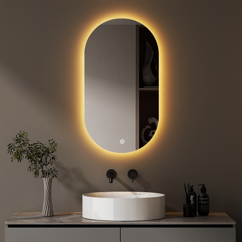 Spiegel Mit Beleuchtung Oval Led Badspiegel 50 X 90 Cm Mit Touch-schalter, Dimmbar 3 Lichtfarbe Einstellbare, Badezimmerspiegel Mit Beleuchtung