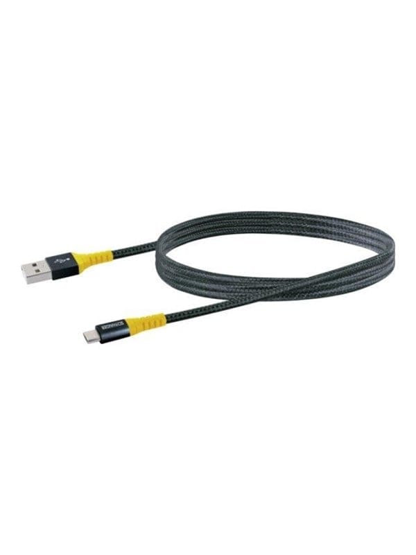 SCHWAIGER Ladekabel, Micro USB Sync Kabel Extreme Kevlar Innenmantel, 1,2 m, schwarz/gelb