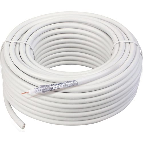 SCHWAIGER Koaxialkabel, 115dB, 25m, D7mm, 3-fach, weiss