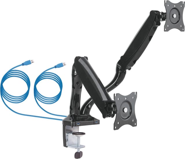 SCHWAIGER Tischhalterung, Full Motion, 2 Monitor Tischhalterung, 2 Gelenke, 33-69 cm, max. 6Kg weiss
