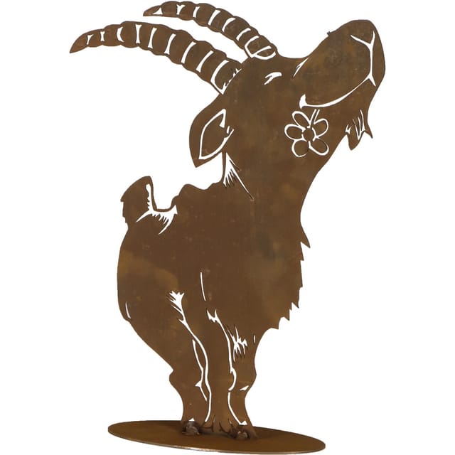 Ferrum Art Design Dekofigur, Steinbock groß auf Platte, Stahlblech, braun