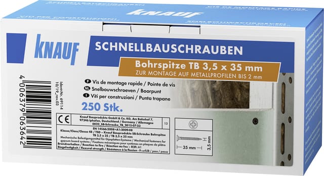 KNAUF Schrauben, ØxL: 3,5 x 35 mm, Stahl, 250 Stück - schwarz