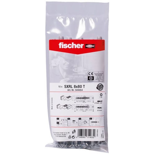 FISCHER Langschaftdübel »SXRL«, 8 mm x 80 mm, inkl. Schrauben - grau