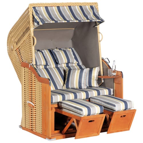 SUNNY SMART Strandkorb »Rustikal«, BxHxT: 125 x 160 x 90 cm, Halblieger, beige/natur