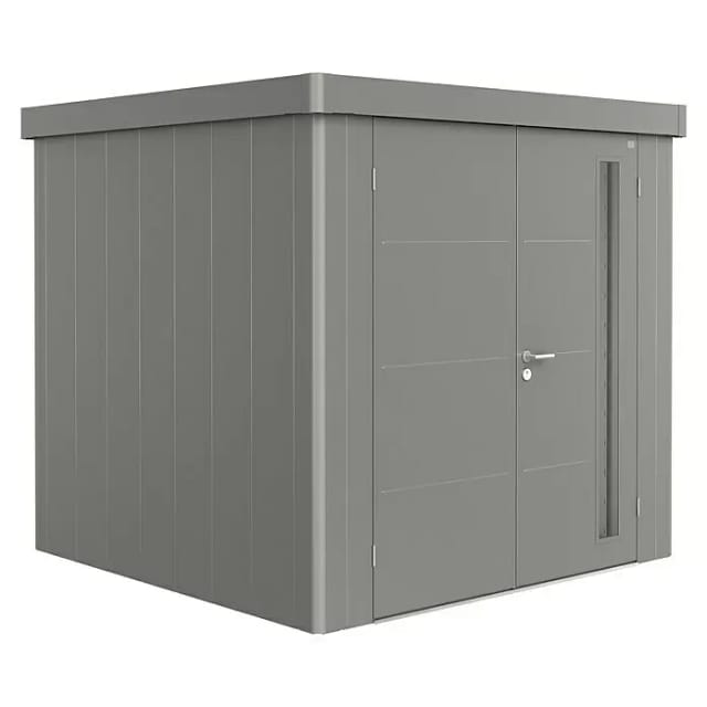 BIOHORT Gerätehaus »Neo 2B«, Stahl, BxHxT: 236 x 222 x 236 cm (Außenmaße inkl. Dachüberstand) - grau