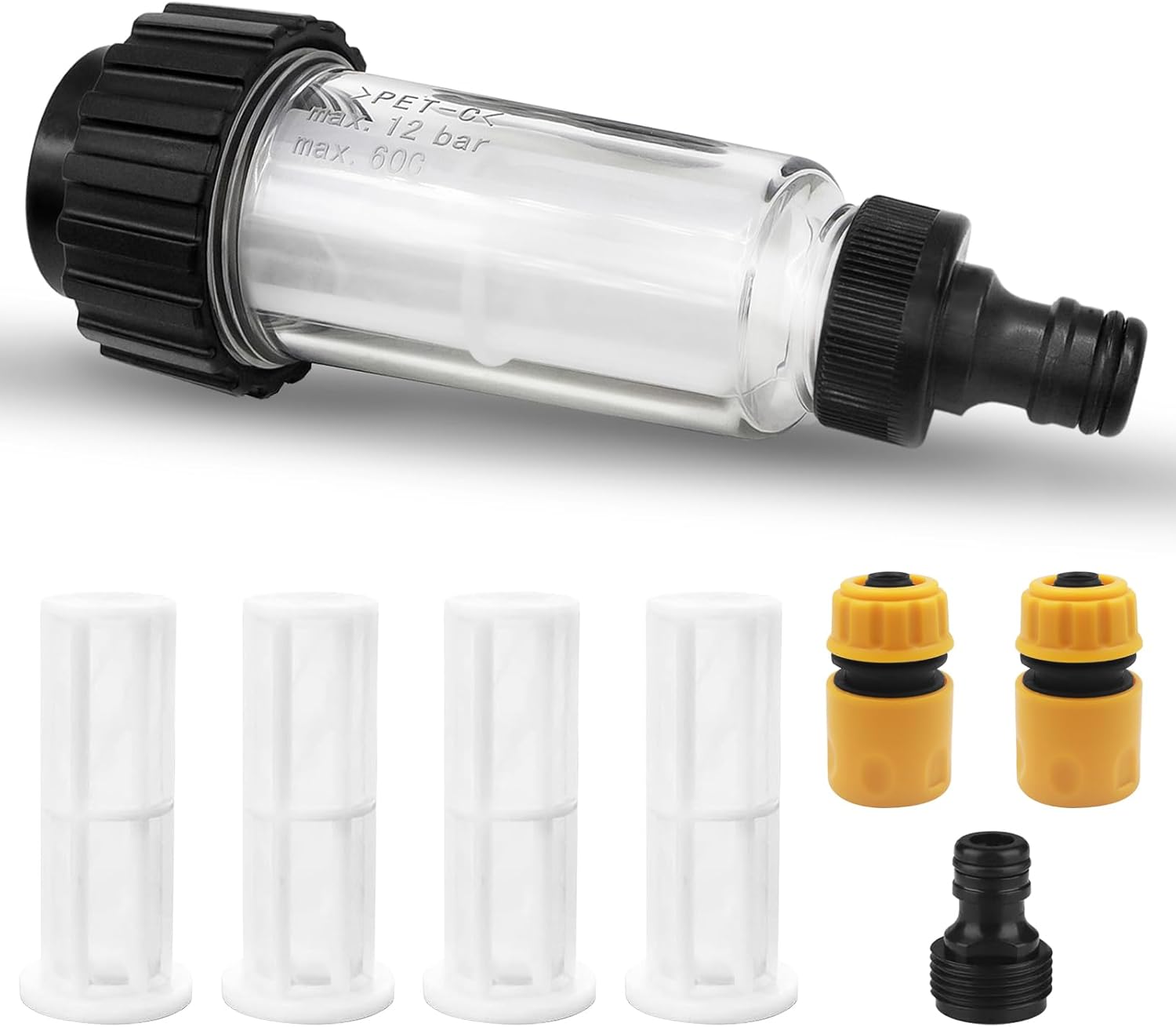 1 X 3/4-zoll-wasserfilterset, 4 X Filtereinsätze, 2 X Schnelladapter, Zentralanschlüsse Für Hochdruckreiniger, Gartenpumpe
