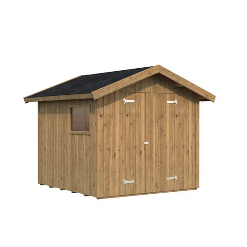 PALMAKO Gerätehaus »Nils«, Holz, BxHxT: 279 x 238 x 239 cm (Außenmaße inkl. Dachüberstand) - braun