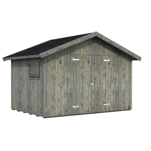 PALMAKO Gerätehaus »Nils«, Holz, BxHxT: 392 x 259 x 239 cm (Außenmaße inkl. Dachüberstand) - grau