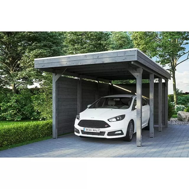 SKANHOLZ Carport »Friesland Set 1«, BxT: 314 x 555 cm, Firsthöhe: 241 cm, lasiert - grau