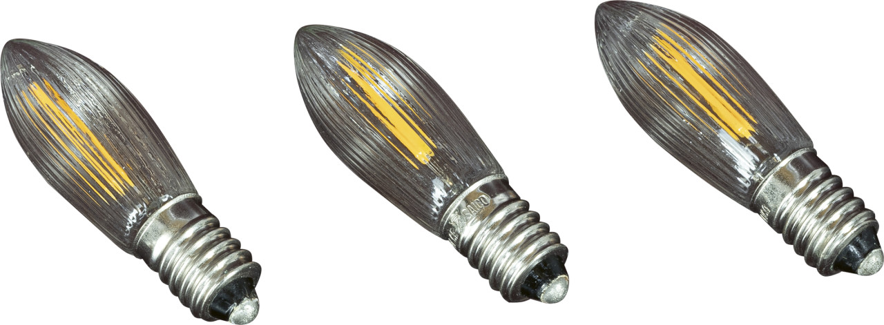 Saico Led-ersatzlampe Riffelkerze E10 12v 0,2 W Warmweiß 3er Pack Led-leuchtmittel