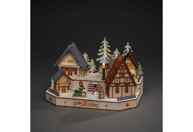 Konstsmide LED Holzsilhouette, Holz, BxHxL: 20 x 20 x 30 cm, inkl. Leuchtmittel - bunt