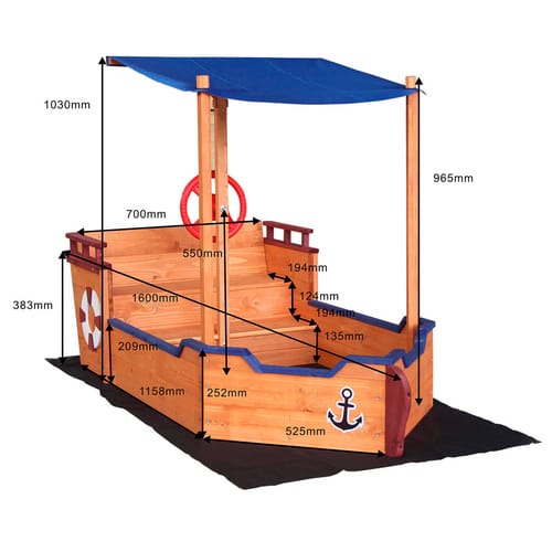 HOME DELUXE Sandkasten, 160 x 78 x 103, holzfarben - braun