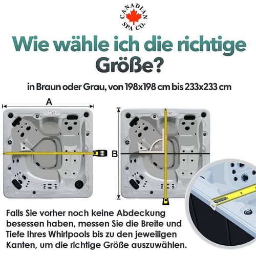 Canadian Spa Whirlpoolabdeckung Delux, 233 x 233 cm, grau, Universalabdeckung