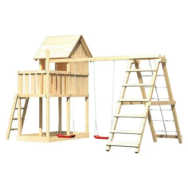 KARIBU Kinderspielgerät, BxHxT: 107 x 291 x 107 cm, natur - braun
