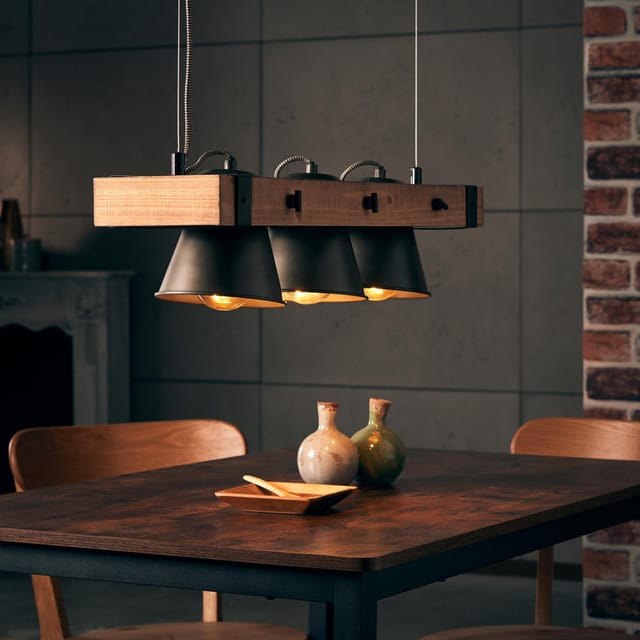 BRILLIANT Pendelleuchte »PLOW«, 3-flammig, 10 W, BxHxT: 700 x 1150 x 200 mm, IP 20 - braun