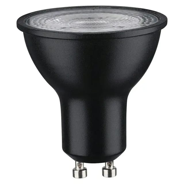 PAULMANN Leuchtmittel, GU10, 7W, 460LM, 2700K, schwarz - transparent