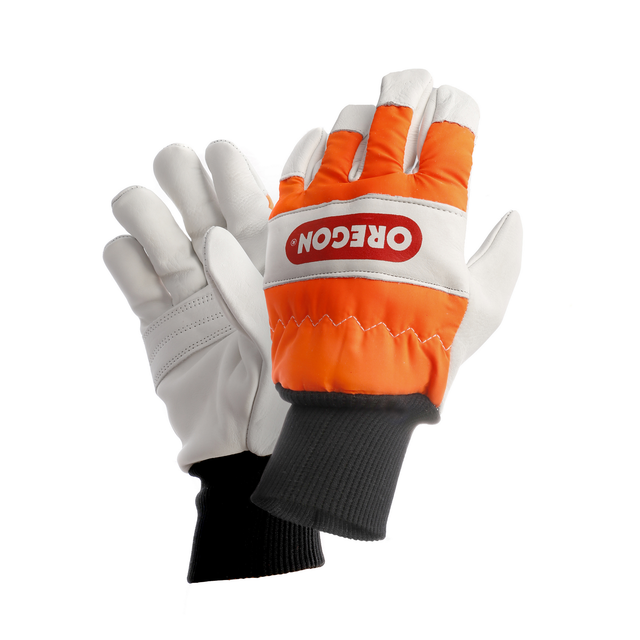 OREGON® Schnittschutzhandschuhe, weiß/orange, Leder