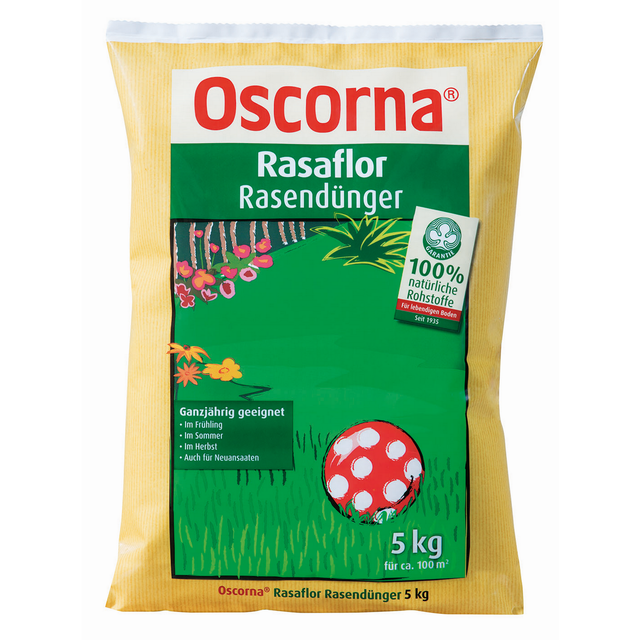 OSCORNA Rasendünger, 5 kg, für 100 m², Rasaflor - weiss