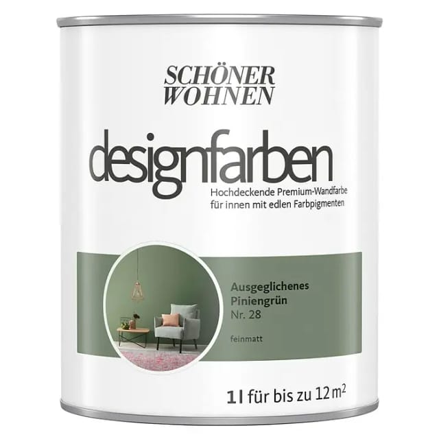 SCHÖNER WOHNEN FARBE Innenfarbe »Designfarben«, Ausgeglichenes Piniengrün, matt - gruen