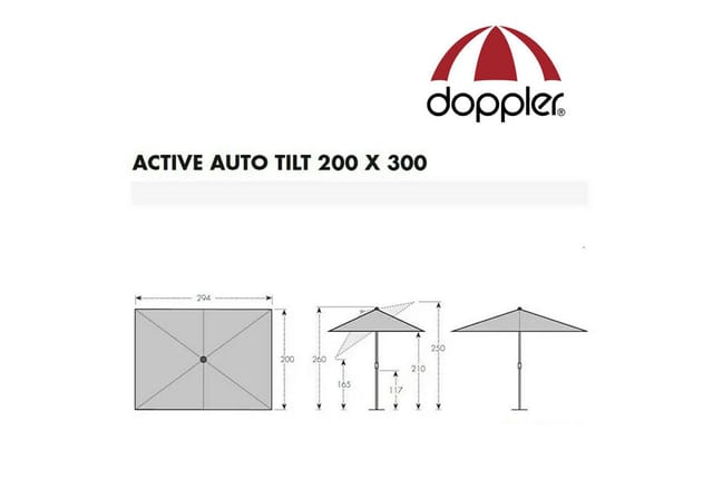 DOPPLER Sonnenschirm »Active«, BxHxL: 14 x 210 x 294cm, abknickbar, Sonnenschutzfaktor: 50+ - grau