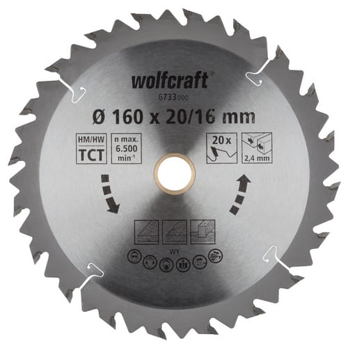 WOLFCRAFT Kreissägeblatt, Ø: 160 mm, 20 Zähne