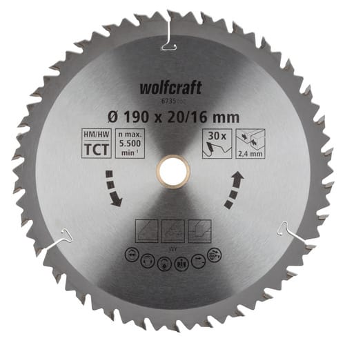 WOLFCRAFT Kreissägeblatt, Ø: 190 mm, 30 Zähne