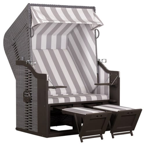 DEVRIES Strandkorb, BxHxT: 124 x 159 x 87 cm, Halblieger, grau-braun