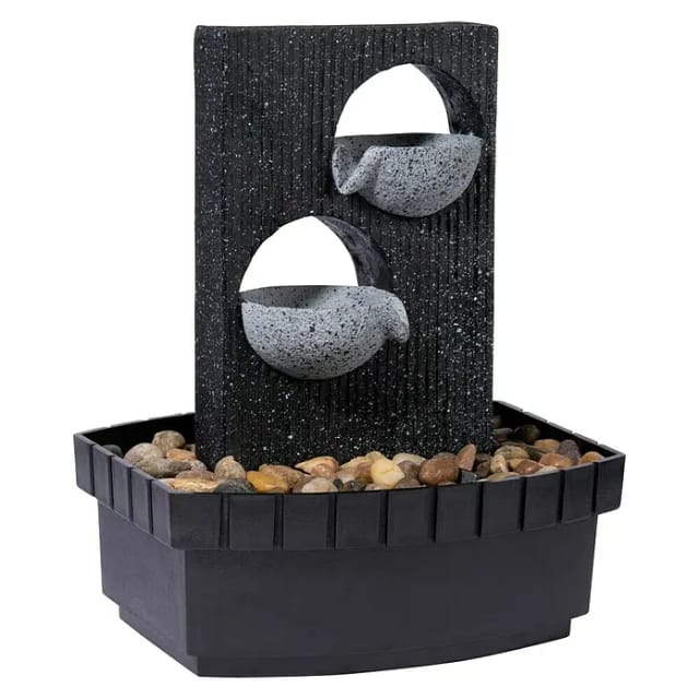 DOBAR Zimmerbrunnen, mit 2 Schalen, BxHxL: 20,5 x 26 x 16,5 cm, schwarz