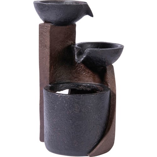 DOBAR Zimmerbrunnen, mit 3 Schalen, BxHxL: 14,2 x 22 x 14,2 cm, dunkelgrau
