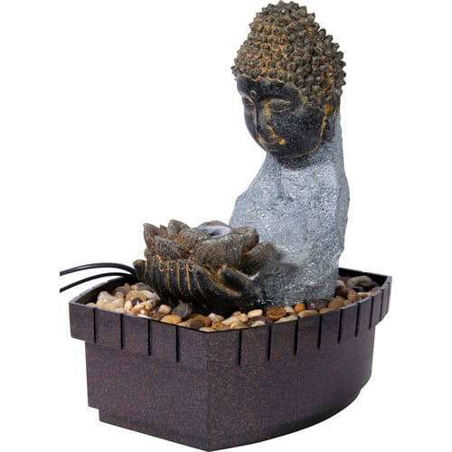 DOBAR Zimmerbrunnen, kleiner Buddha, BxHxL: 20 x 26 x 17 cm, grau